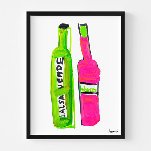 You’re the Tabasco to My Salsa original foodie modern Art Print by Kerri Rosenthal - Unique original artwork for living room wall decor.