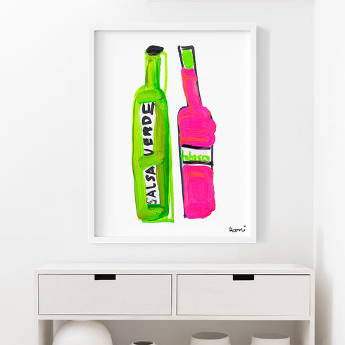 You’re the Tabasco to My Salsa original foodie modern Art Print by Kerri Rosenthal - Unique original artwork for living room wall decor.