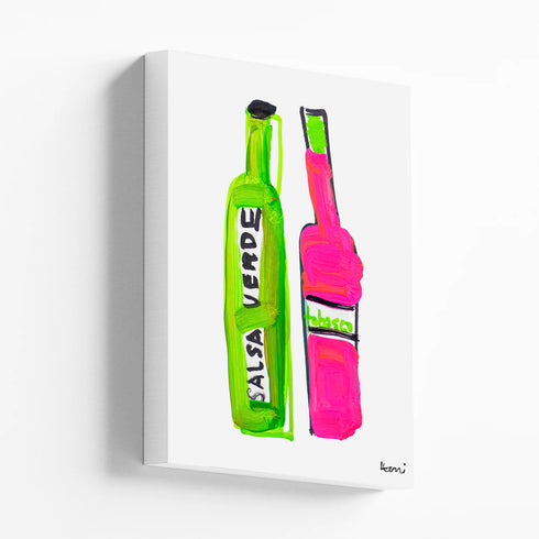 You’re the Tabasco to My Salsa Mini Stretched Canvas art - Modern original artwork for dining room, kitchen, breakfast nook or pantry or any space in your home or office by Kerri Rosenthal