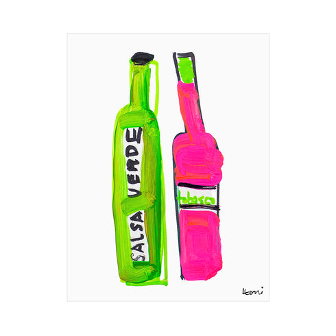 You’re the Tabasco to My Salsa original foodie modern Art Print by Kerri Rosenthal - Unique original artwork for living room wall decor.