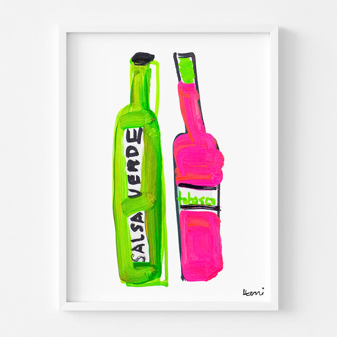 You’re the Tabasco to My Salsa original foodie modern Art Print by Kerri Rosenthal - Unique original artwork for living room wall decor.
