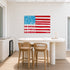 American Flag painting on aluminum by Kerri Rosenthal featuring her signature Drippy Hearts motif as stars inside a modern kitchen and breakfast nook area