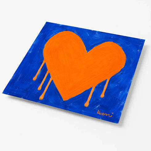 Orange Crush Drippy Heart Art Print
