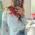 Artist blue and white striped shirt in 100% cotton with long sleeves - Shop cute womens striped tee by Kerri Rosenthal
