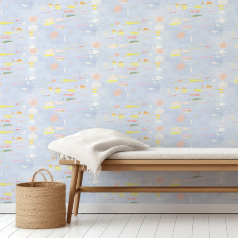 Modern Beachcomber sky blue eco friendly wallpaper by Kerri Rosenthal - designer wall paper