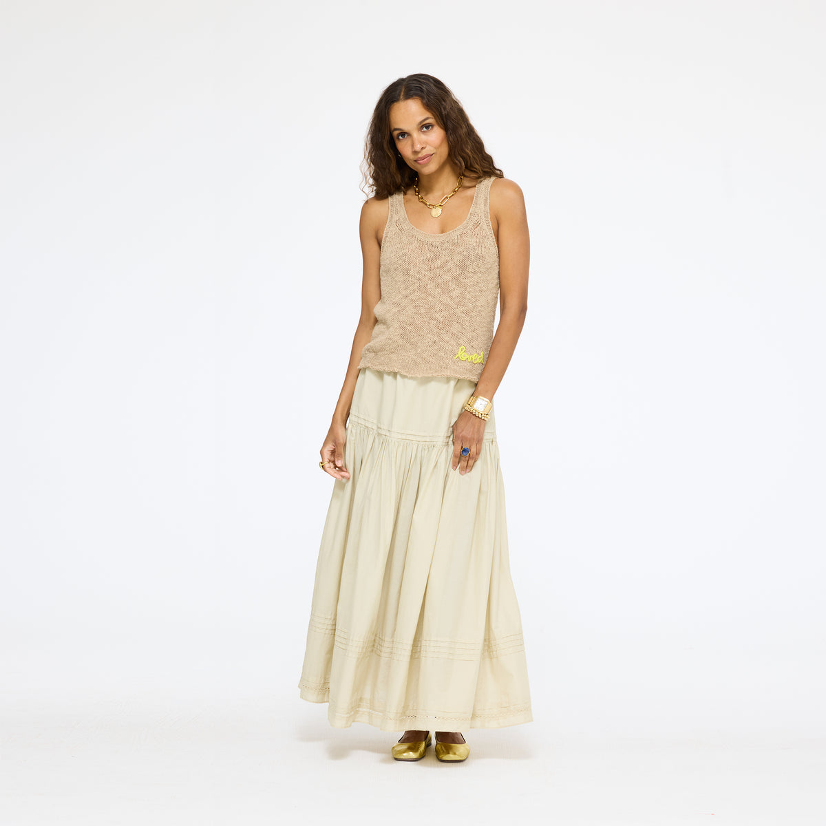 Vacance Pintuck Cotton Beige Maxi Skirt – KERRI ROSENTHAL