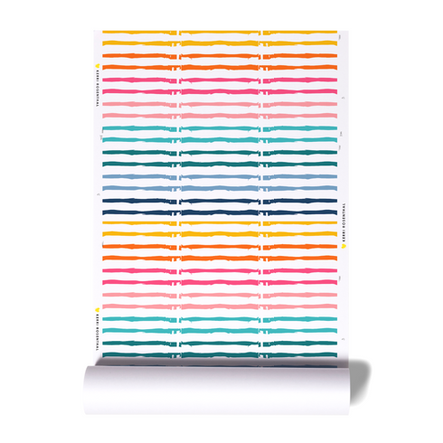 Colorful multi high quality bibliotheque stripe eco friendly wallpaper by Kerri Rosenthal - designer wall paper