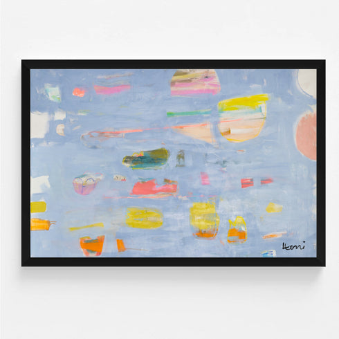 Beachcomber Art Print by Kerri Rosenthal in black frame - Unique art gifts for living room, bedroom art