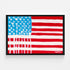 American Flag painting by Kerri Rosenthal featuring her signature Drippy Hearts motif as stars shown with a custom Black Frame
