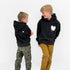 Kids Drippy Heart Black Hoody Heart is flocked at wearer's left chest 100% cotton fleece - Cute designer kids hoodies by Kerri Rosenthal