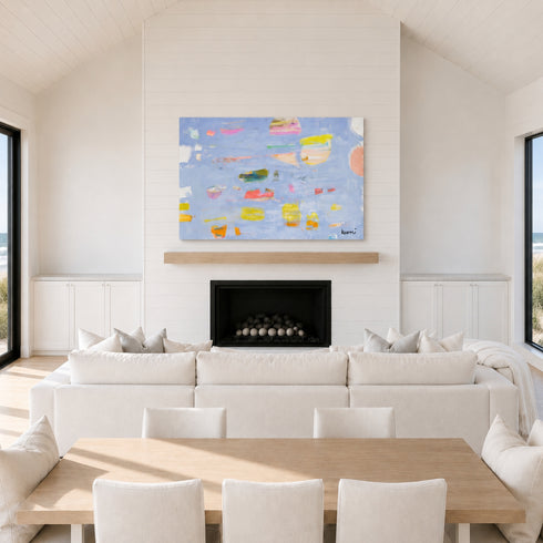 Beachcomber Art Print by Kerri Rosenthal in canvas in coastal living room over fireplace - Unique art gifts for living room, bedroom art