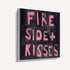 Kerri Rosenthal "Fireside + Kisses" gallery wrapped canvas painting side profile view, showing depth and edge detail of pink lettering on black background