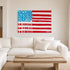 American Flag painting on canvas by Kerri Rosenthal featuring her signature Drippy Hearts motif as stars shown inside a modern living room