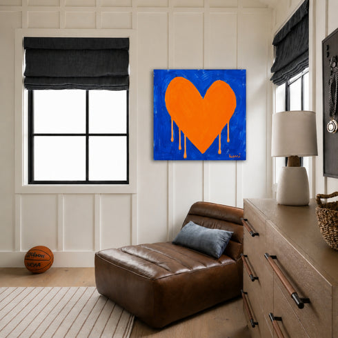 Orange Crush Drippy Heart Art Print