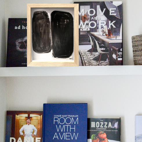 What Did One Coffee Bean Say To The Other Oak Shadow Box Art by Kerri Rosenthal - Unique artwork for living room decor