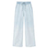 Light blue cotton wide leg pants in cotton denim with drawcord waist - Shop cute cotton palazzo pants by Kerri Rosenthal