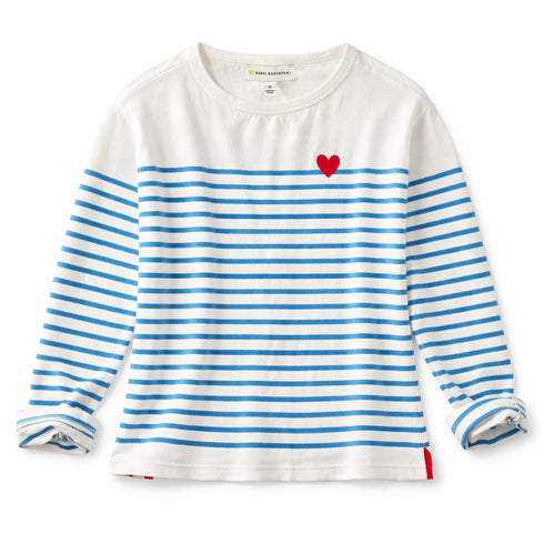 Artist long sleeve blue and white striped shirt in 100% cotton - Shop cute womens striped tee by Kerri Rosenthal