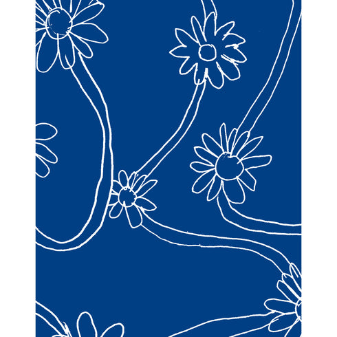 Daisy Reverse Indigo Wallpaper