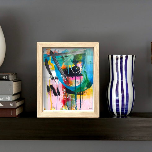 First Draft Oak Shadow Box Art by Kerri Rosenthal - Unique artwork for living room decor