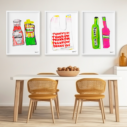 You’re the Tabasco to My Salsa original foodie modern Art Print by Kerri Rosenthal - Unique original artwork for living room wall decor.