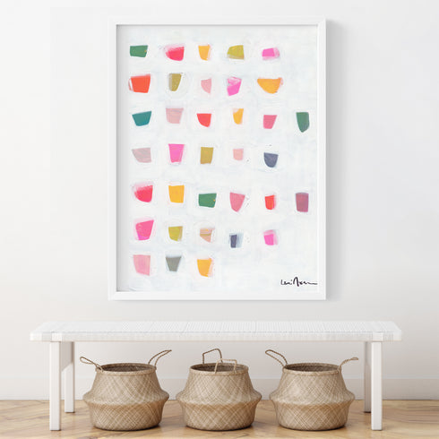 Fun Drops Vertical colorful art print by Kerri Rosenthal - Unique artwork for living room wall decor