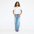 Slub perfect white tee in cotton with relaxed fit and heart patch pocket - Shop women's cotton tees by Kerri Rosenthal