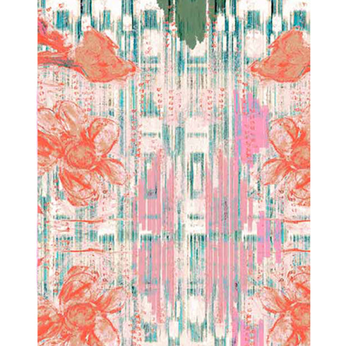 Imagine Flowers Ikat Wallpaper trendy modern herringbone wallpaper by Kerri Rosenthal - designer wall paper