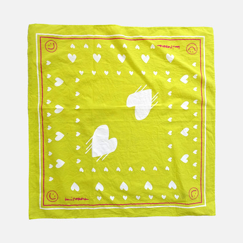 Drippy heart lime green bandana in 100% cotton - Shop women's cute cotton bandanas by Kerri Rosenthal