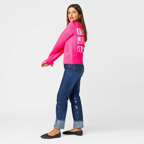 Neon hot pink cashmere long sleeve sweater "It's just a blip" - Sweaters by Kerri Rosenthal