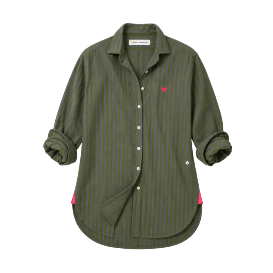 Kerri Rosenthal Jack Flannel Shirt in country mist and army green cotton flannel — shop women's shirts by Kerri Rosenthal