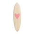 Good Love — hand-painted pink surfboard by Kerri Rosenthal, vertical canvas with a soft pink heart, signed by Kerri