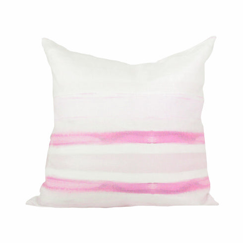 White ground with pink stripe Nikki throw pillow - Cute designer pillows by Kerri Rosenthal for living room decor