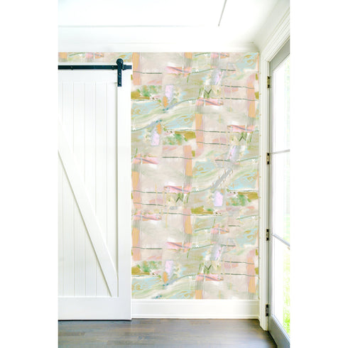 Colorful Love Grows Here Wallpaper made on clay coated paper - High-quality eco-friendly designer wallpaper for modern living room decor by Kerri Rosenthal