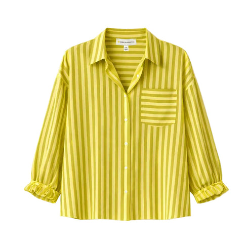 Tia faded stripe lime green shirt in cotton with button-down - Shop women's cute cotton shirts by Kerri Rosenthal