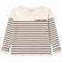 Kerri Rosenthal Artist Long Sleeve Tee in caramel stripe with embroidered Love Brigade detail.