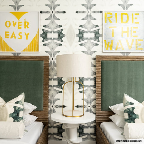 Ride The Wave white yellow word art print by Kerri Rosenthal - Unique artwork for living room wall decor