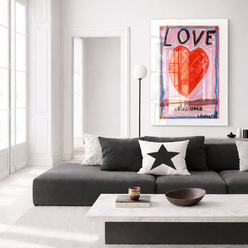 Colorful word art love with square decorative throw pillows by Kerri Rosenthal.