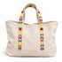 Love brigade multicolor tote in 100% cotton canvas with 'Love Brigade' tape embroidered by Kerri Rosenthal