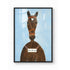 Framed artwork of a horse with a blue background and text 'LOVE REIGNS'.