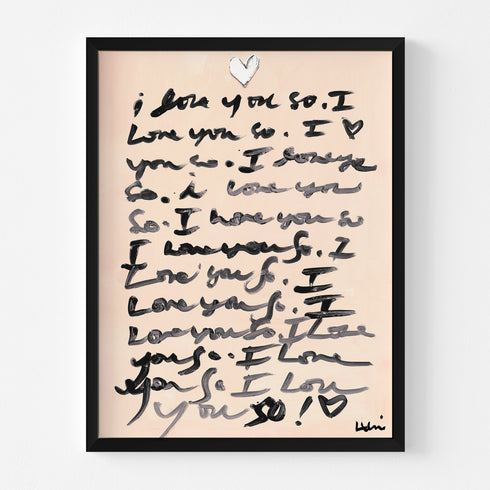 To You From Me beige black word art print by Kerri Rosenthal - Unique artwork for living room wall decor