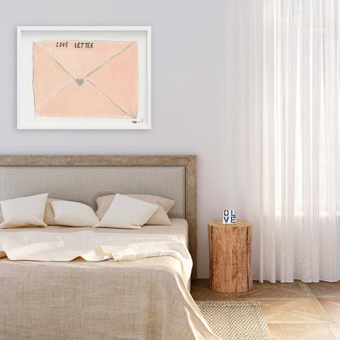 Sending You A letter cream art print by Kerri Rosenthal - Unique artwork for living room, bedroom wall decor