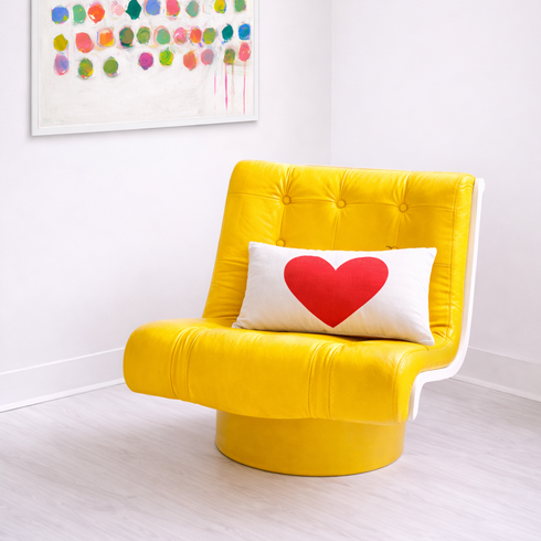 Imperfect Heart Throw Pillow - White and red hearts decorative pillow for couch. Lumbar throw pillows made in USA by Kerri Rosenthal