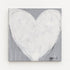 Morning My Love, an original white heart painting on gray canvas by Kerri Rosenthal