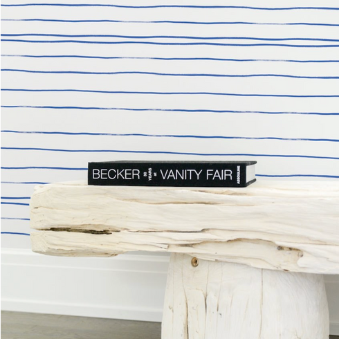 High quality white ground with blue stripe mr. sharpie wallpaper by kerri rosenthal - designer wall paper