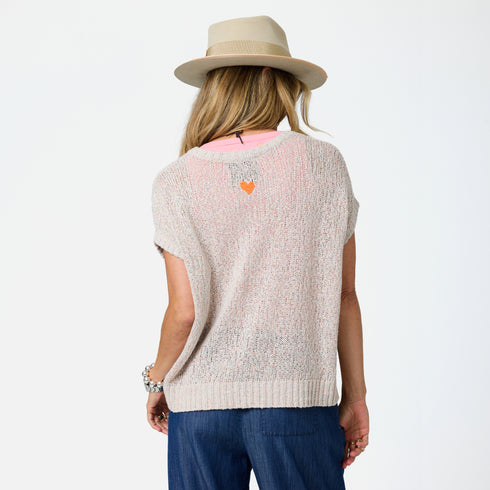 Summer multicolor short sleeve sweater in cotton - Shop women's cute sweaters by Kerri Rosenthal.