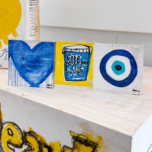 Eye Love Block of Love shown with the My First Love and Violets Are Blue Blocks of Love