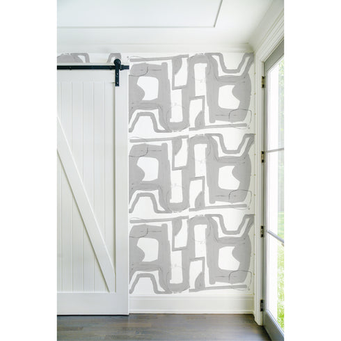 High quality white ground with grey mykonos eco-friendly wallpaper by kerri rosenthal - designer wall paper