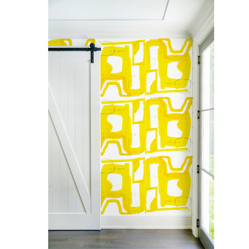 Unique High quality white ground with yellow mykonos eco-friendly wallpaper by kerri rosenthal - designer wall paper