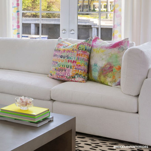 Colorful word throw pillow - Perfect and cute throw pillows by Kerri Rosenthal for living room decor