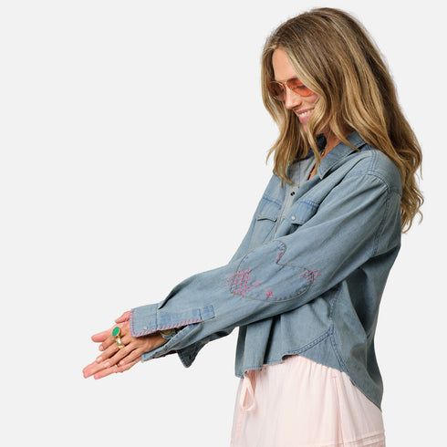 Western pia cotton womens denim shirt - Shop cute denim shirts by Kerri Rosenthal.